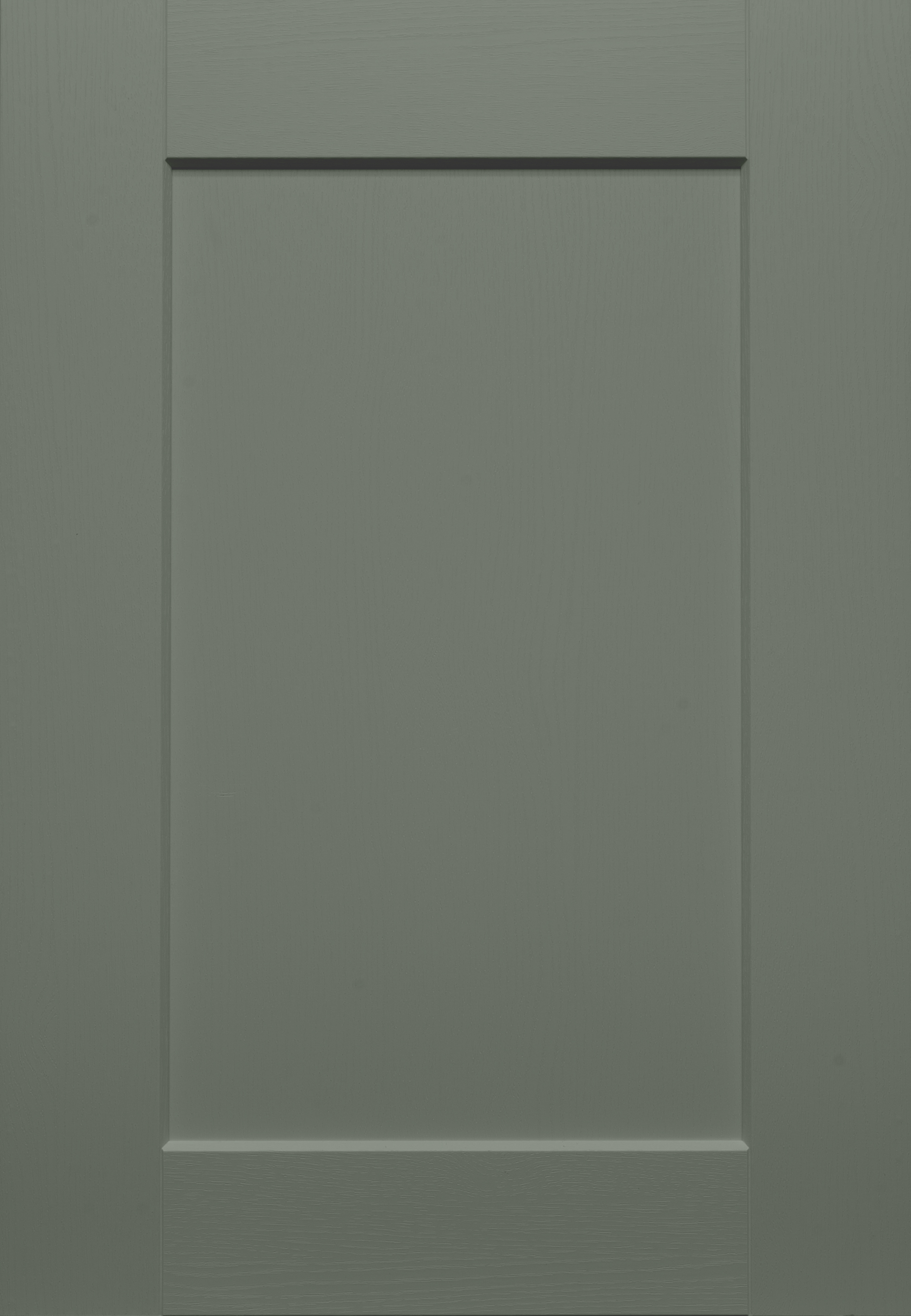 Bramley Woodgrain painted shaker door front in Reed Green — available for Deelux media walls