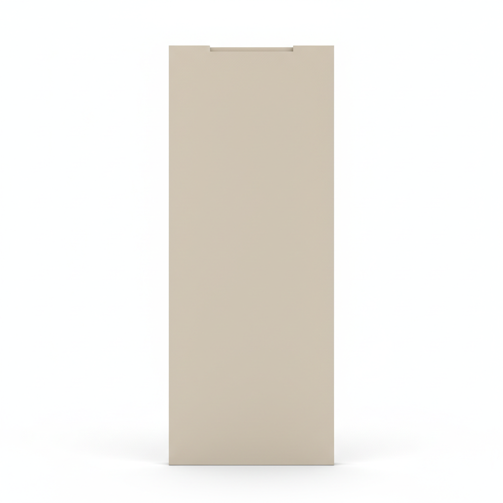 Pendleton handleless painted slab door front in Mussel — available for Deelux media walls
