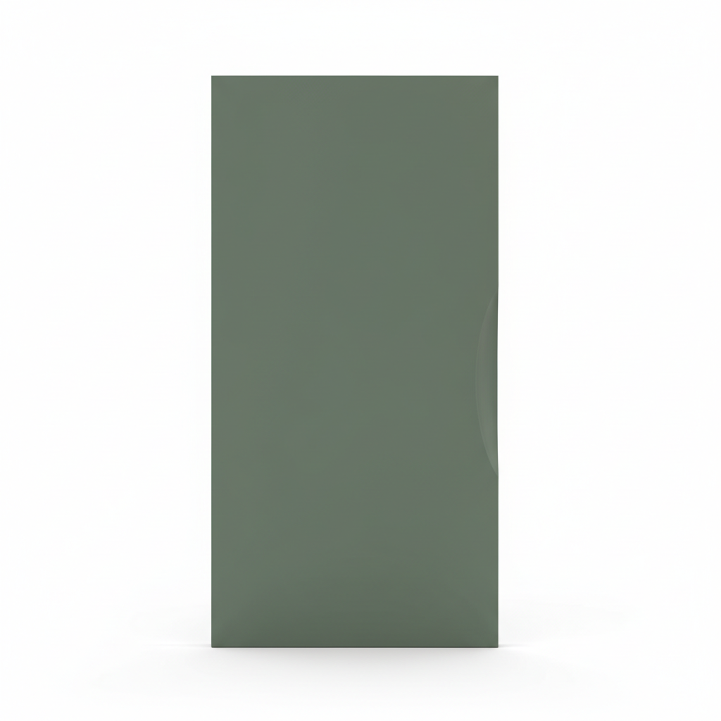 Selwyn sculpted-edge painted slab door front in Sage Green — available for Deelux media walls
